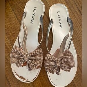 Liliana rose gold embellished flip flops size 9